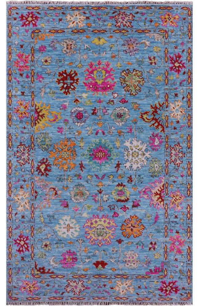 Hand Knotted Turkish Oushak Wool Rug 5' 1" X 8' 2" - Q15712