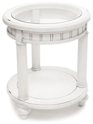Monaco Round End Table, White