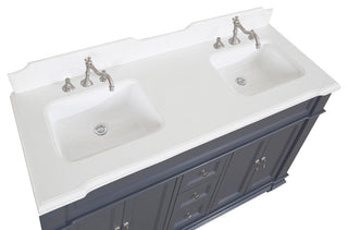 Elizabeth 60" Bathroom Vanity, Base: Marine Gray, Top: Quartz, Double Vanity