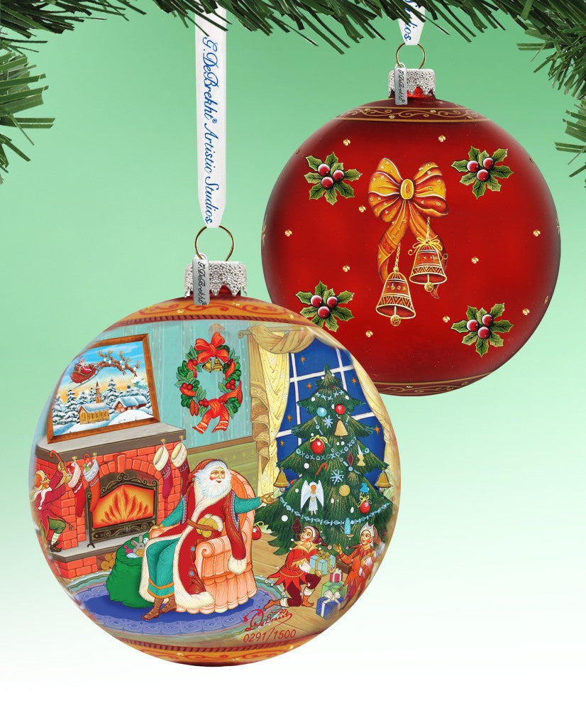 Hand Painted Scenic Glass Ornament Christmas Eve Ball, Limited Edition
