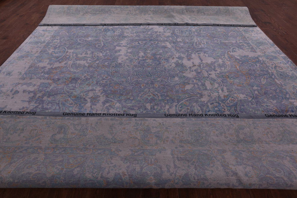 Wool and Silk Modern Handmade Rug 12' 0" X 15' 1" Q8858