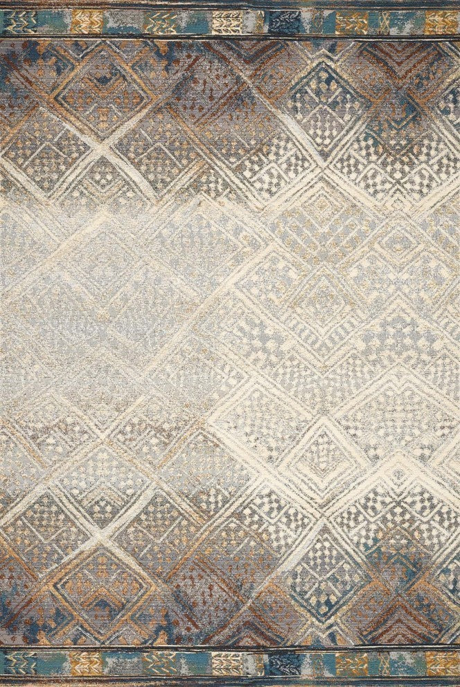 Mika In/out Area Rug by Loloi, Ivory / Mediterranean, 5'3"x7'8"