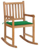 Vidaxl Rocking Chair With Green Cushion Solid Teak Wood