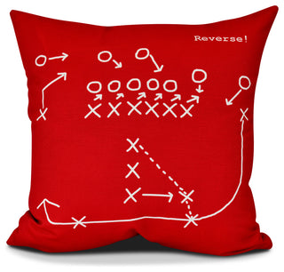 Reverse!, Geometric Print Outdoor Pillow, Red, 18" x 18"