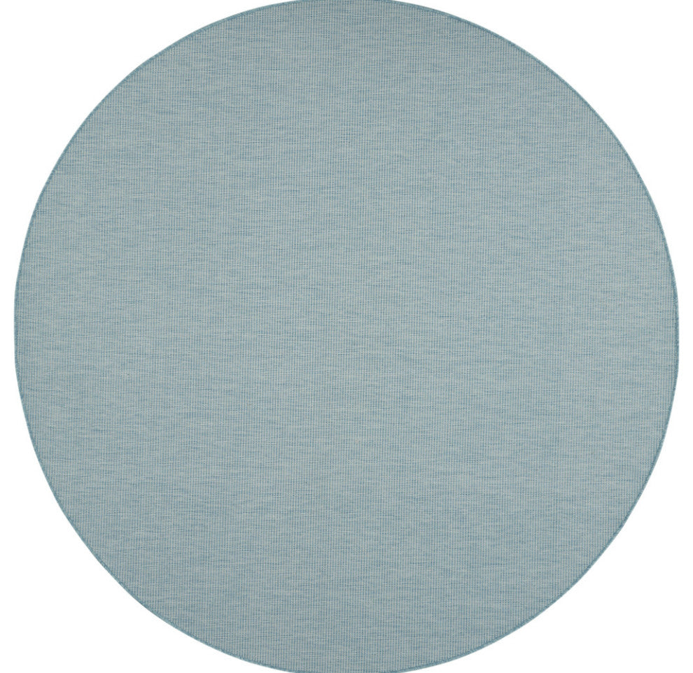 8' Aqua Round Power Loom Area Rug