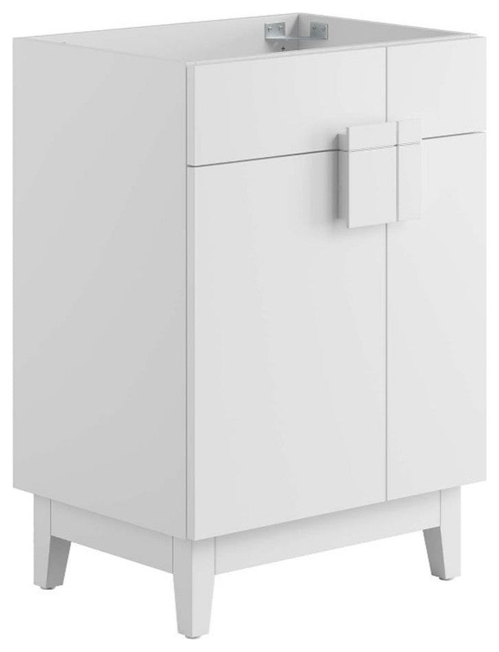 Modway Miles 24" Wood Bathroom Vanity Cabinet with Tapered Legs in White