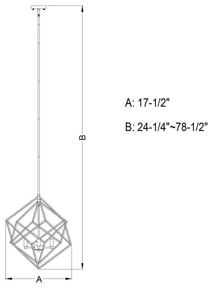 Rad 17.5" 4 Light Pendant Black and Natural Brass