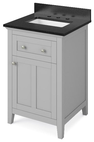 Chatham Traditional 24" Grey Single Sink Vanity, Black Granite Vanity Top