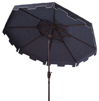 Safavieh Outdoor Zimmerman 9ft Double Top Market Umbrella Navy/White