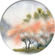 Trees With Flowers Near River, Landscape Disc Metal Wall Art, 11"