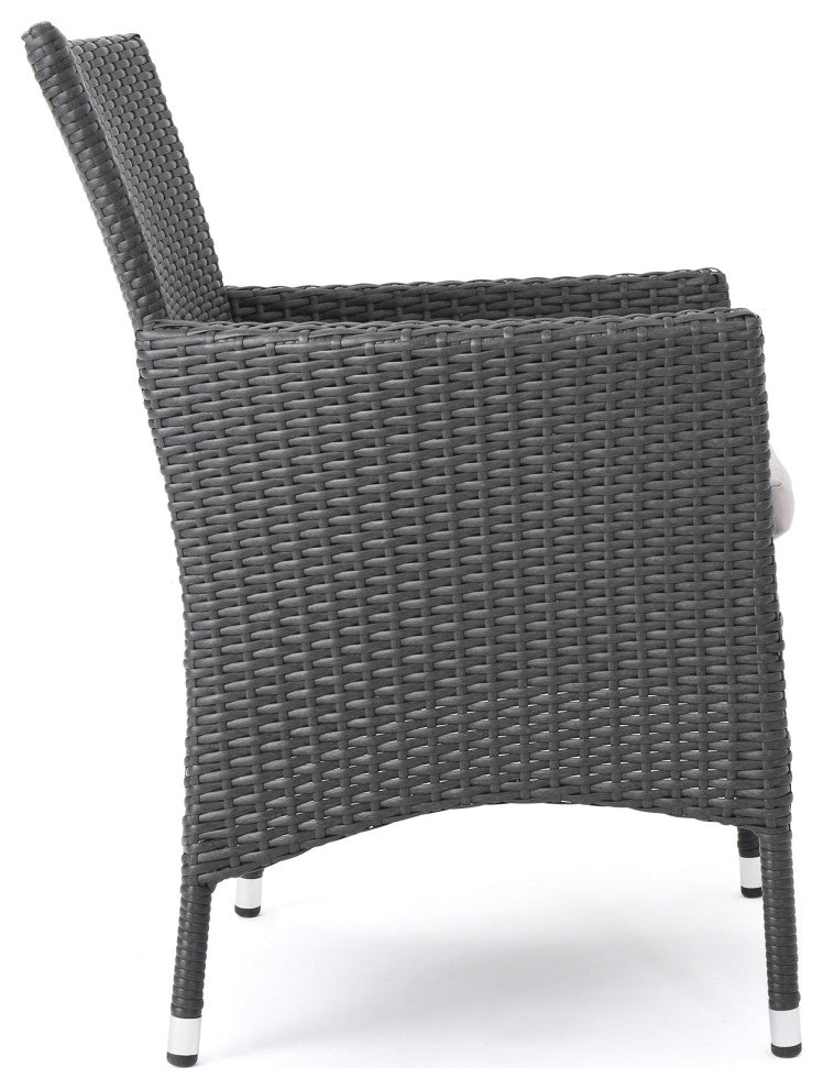GDF Studio 5-Piece Arthur Outdoor Square Dining Set, Gray/Gray/Silver