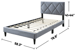 Velvet Adjustable Headboard Full Bed With Tufting Design, Gray