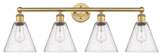 Berkshire 4-Light 35" Bath Vanity Light, Brushed Brass Finish, Seedy Shade
