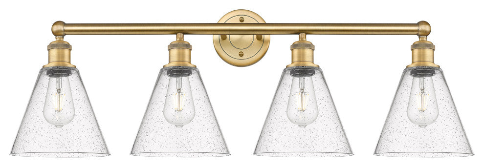 Berkshire 4-Light 35" Bath Vanity Light, Brushed Brass Finish, Seedy Shade