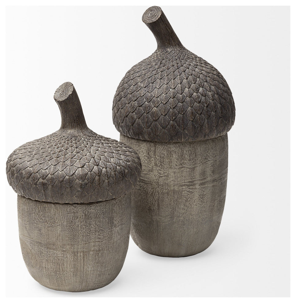 Brown Resin Acorn Shaped Decorative Box