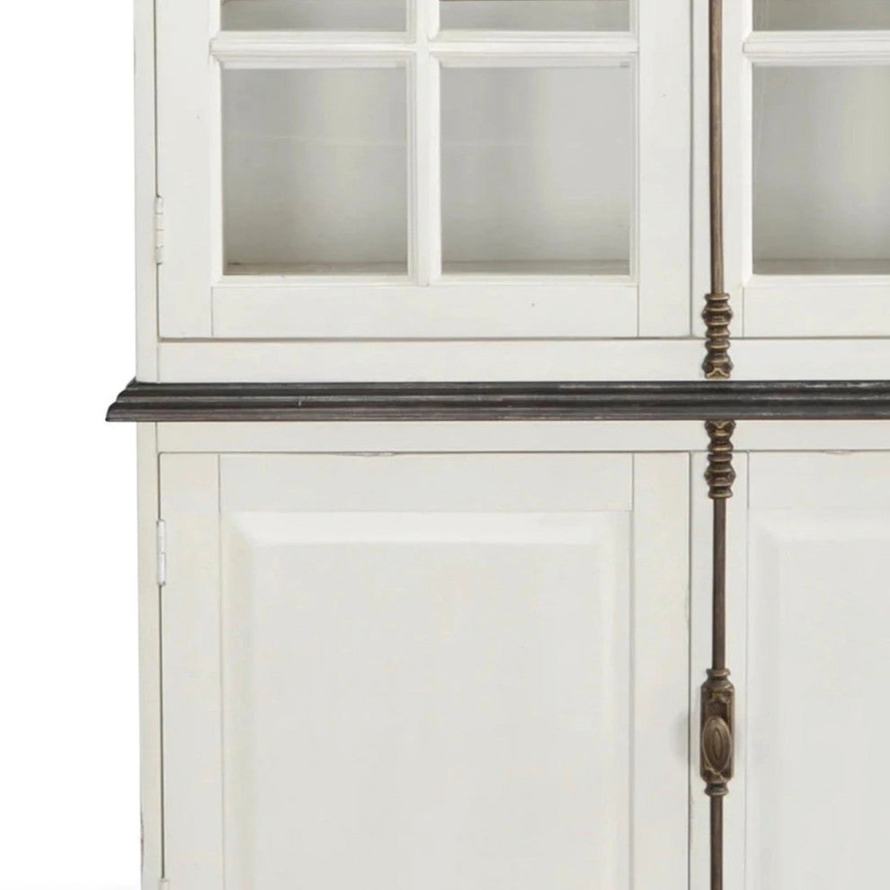 White Buffet and Hutch With Glass Doors