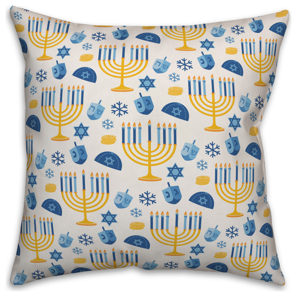 Hanukkah Pattern 18"x18" Throw Pillow Cover