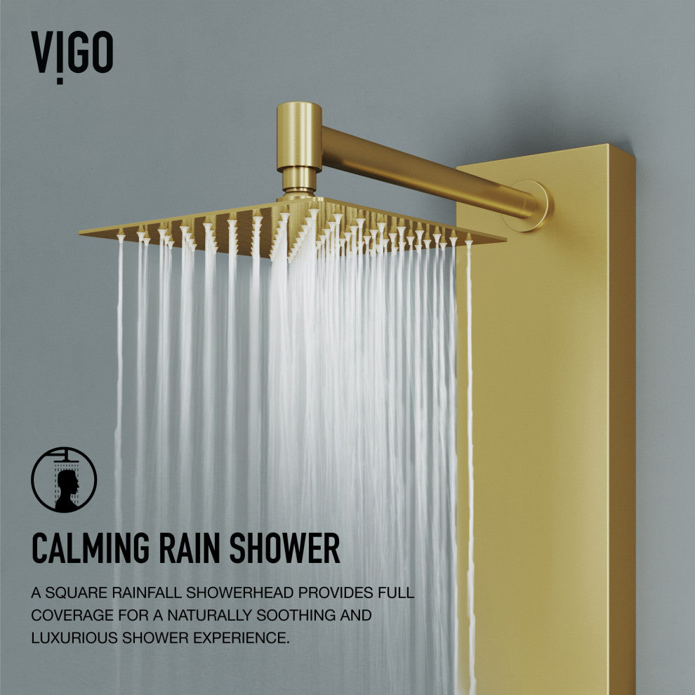 VIGO Rector 2-Jet Shower Panel with Shower Head, Matte Brushed Gold
