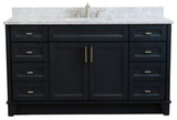 61" Single Sink Vanity, Dark Gray Finish And White Carrara Marble