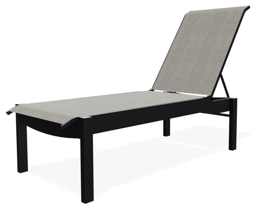 Leeward Sling Stackable Outdoor Chaise Lounge, Smoke/Black