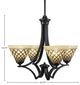 Zilo 4 Light Chandelier, Matte Black Finish With 7" Chocolate Icing Glass