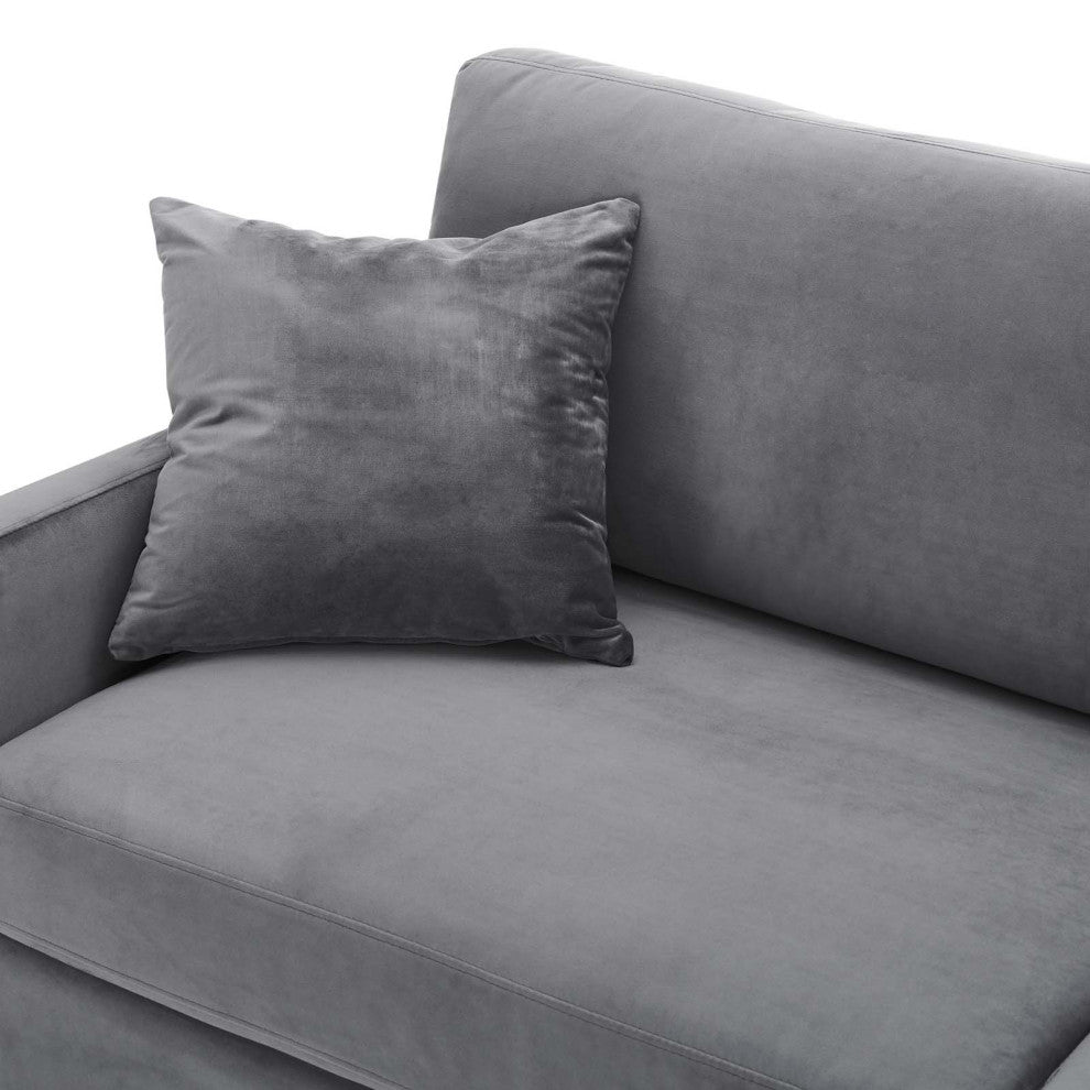 Sofa, Velvet, Gray, Modern, Living Lounge Room Hotel Lobby Hospitality