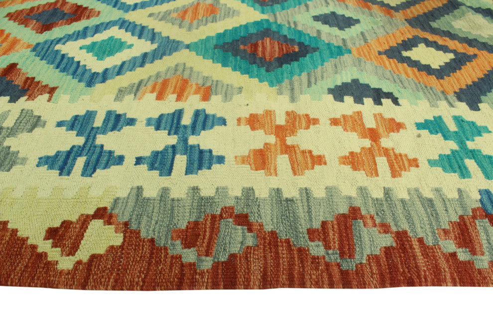 Sangat Kilim Zehra Rust/Blue Rug, 6'9x9'7
