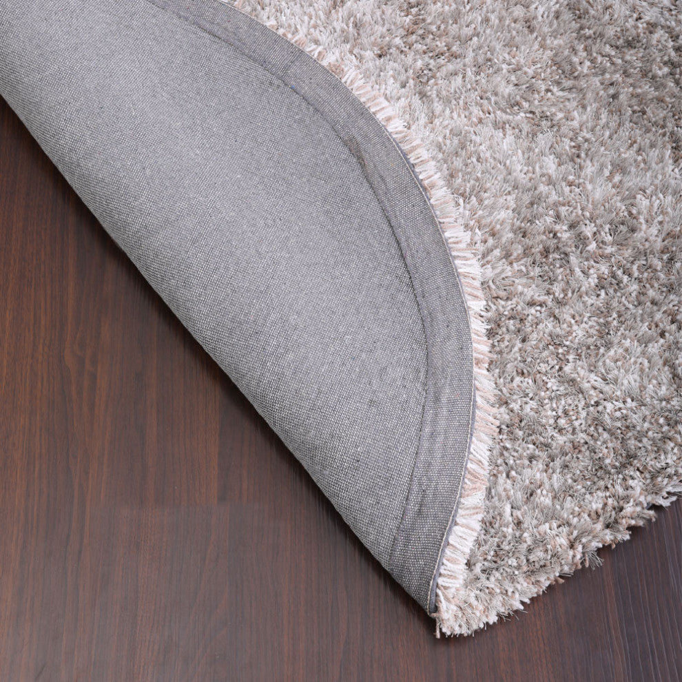 HAND TUFTED SHAG POLYESTER ECO-FRIENDLY AREA RUGS, Silver Color, Solid Design