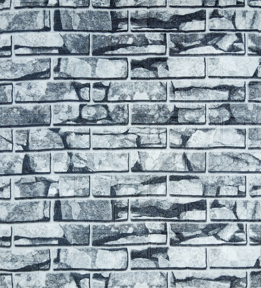 White Grey Faux Stone 3D Wall Panels, Set of 10, Covers 58 Sq Ft