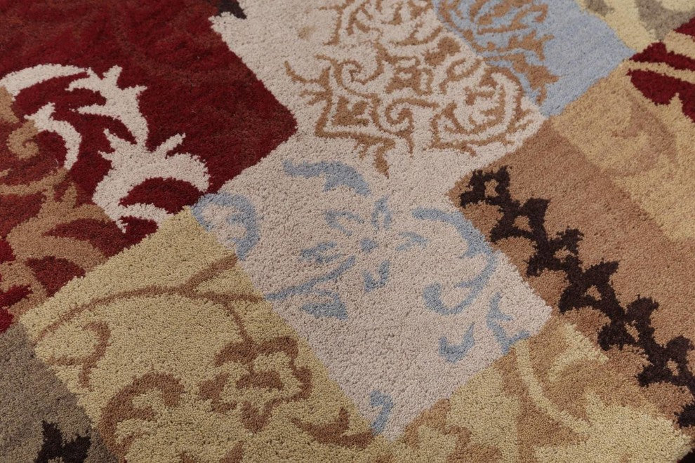 Oushak Hand Tufted Patchwork Oriental Area Rug, Multi, 3x5'