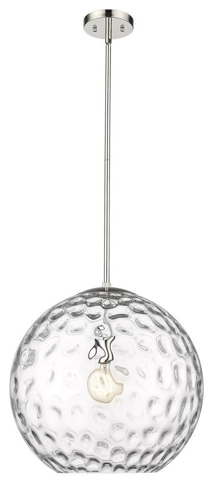 Mackenzie Polished Nickel <br> 1-Light Pendant With Rippled Water glass