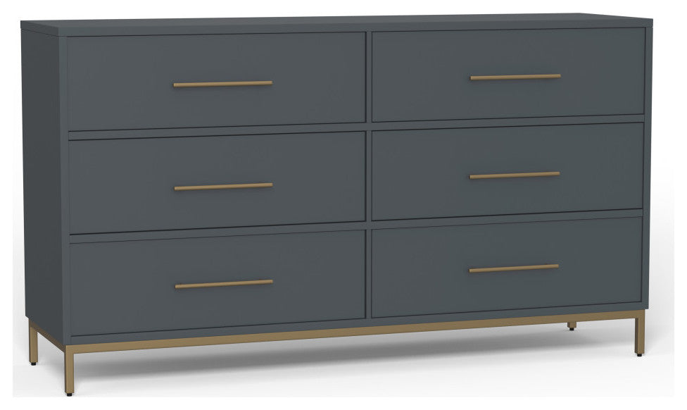 Madelyn Six Drawer Dresser, Slate Gray