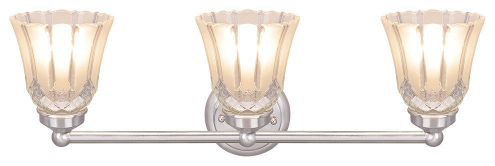 62172-1, 3-Light Bathroom Vanity Wall Light Fixture, Satin Nickel