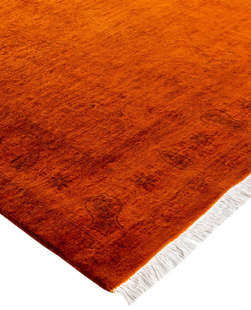 Overdyed One-of-a-Kind Hand-Knotted Area Rug Orange, 4' 8" x 7' 3"