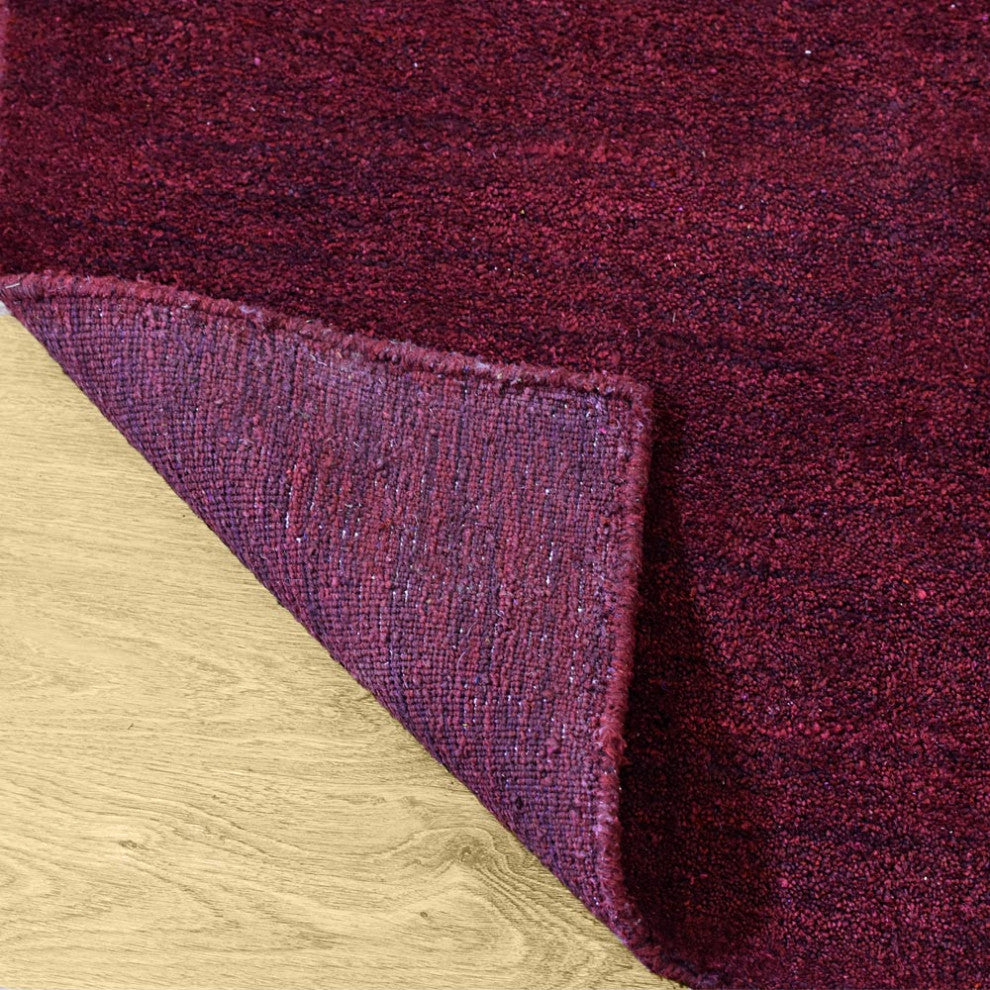 Hand Knotted Loom Silk Mix Area Rug Solid Dark Red, [Square] 10'x10'