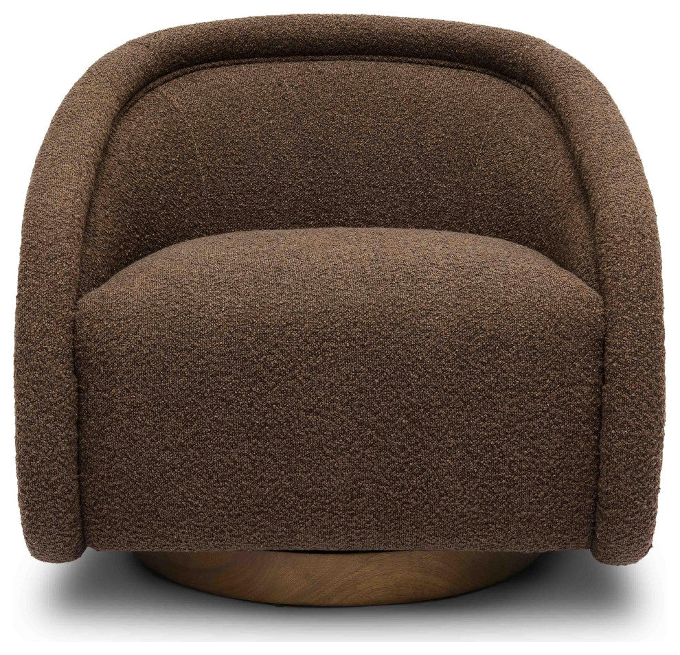 Rory Boucle Swivel Chair, Chocolate Brown
