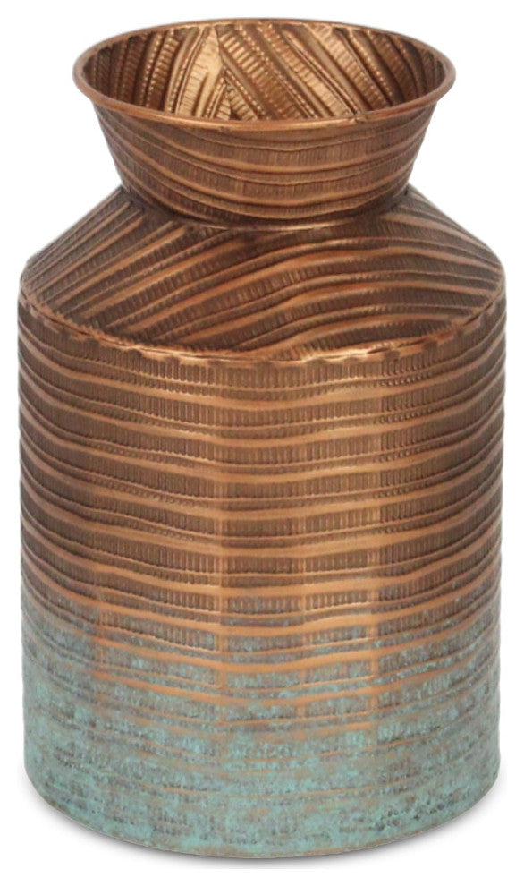 Kyani Copper and Rustic Teal Milk Jug Vase Decor - Small