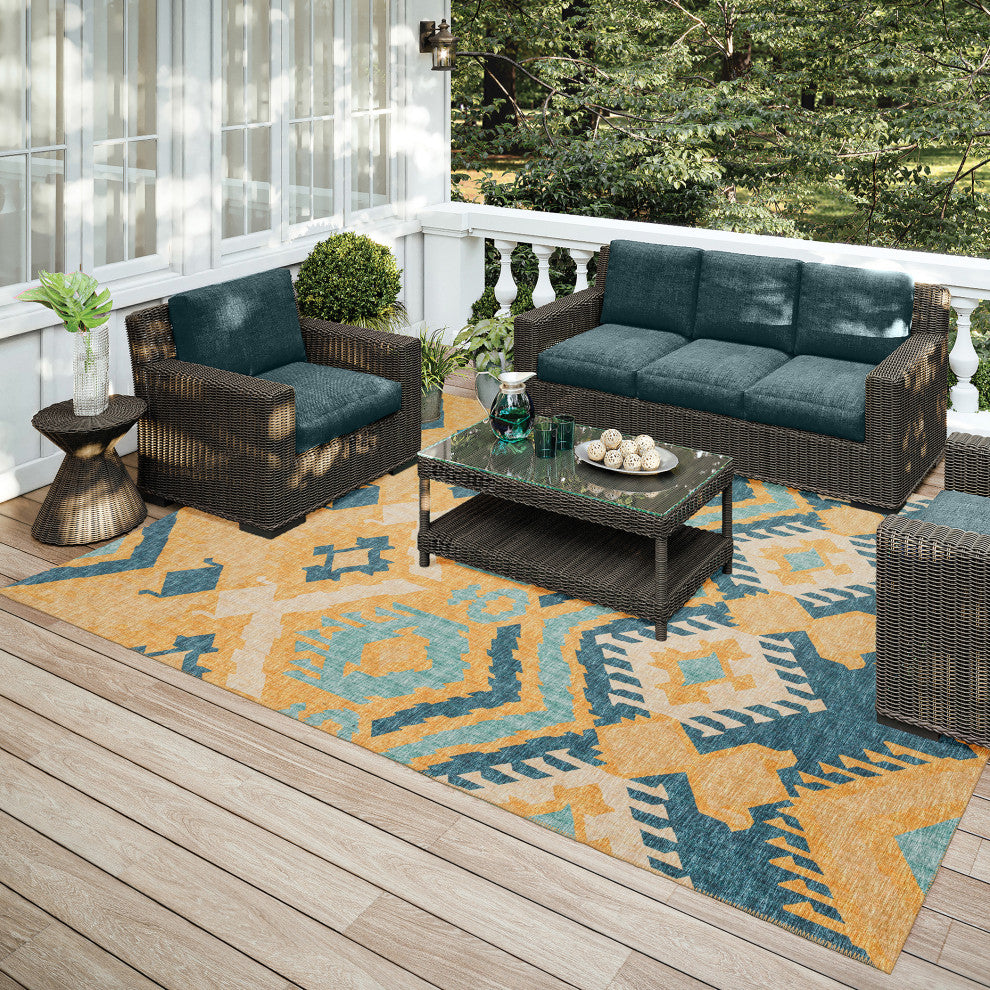 Indoor/Outdoor Sedona SN2 Marigold Machine Washable 10' x 14' Rug