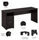 Cabot Computer Desk With Hutch and Drawers, Espresso Oak