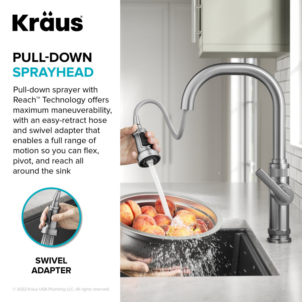 Sellette Pull-Down Kitchen Faucet, Spot Free Black Stainless, Model Kpf-4102sfsb