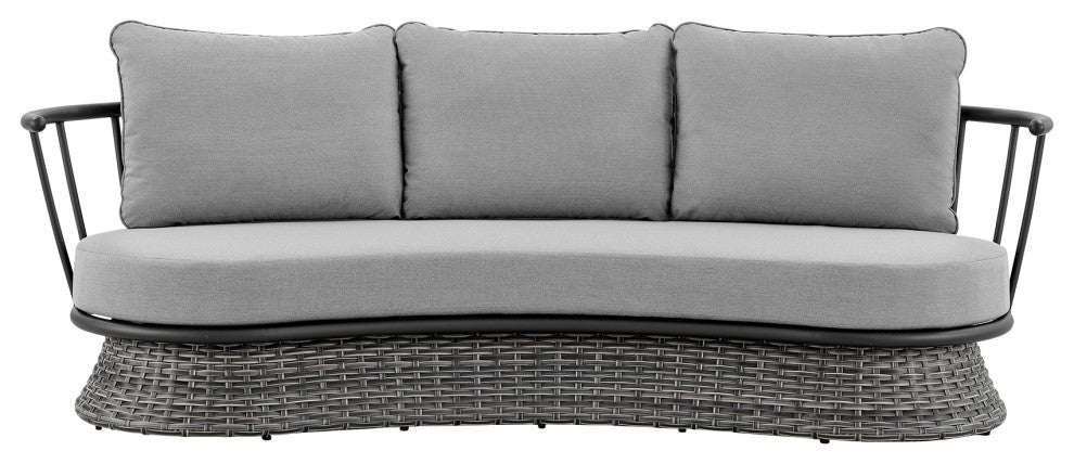 Monk 4-Piece Patio Furniture Set, Aluminum And Gray Wicker With Cushions
