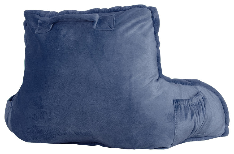 Fox Faux Fur Bedrest, Needs Assembly, Dark Blue, 20"x18"x17"