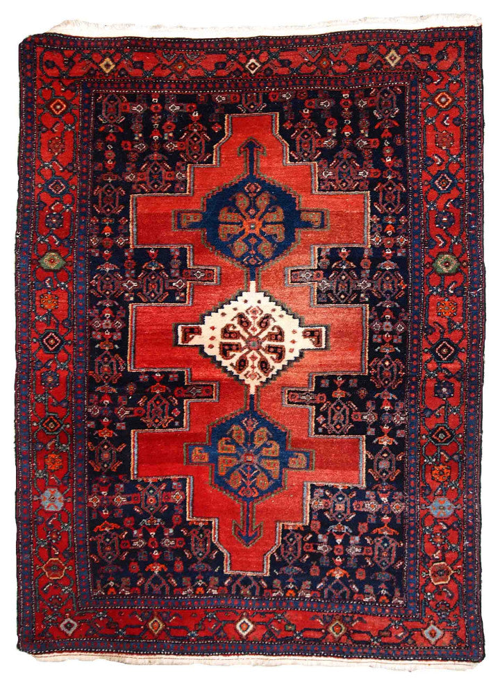Handmade Vintage Persian Senneh Rug, 3.9'x5.5', 119cmx169cm 1960s