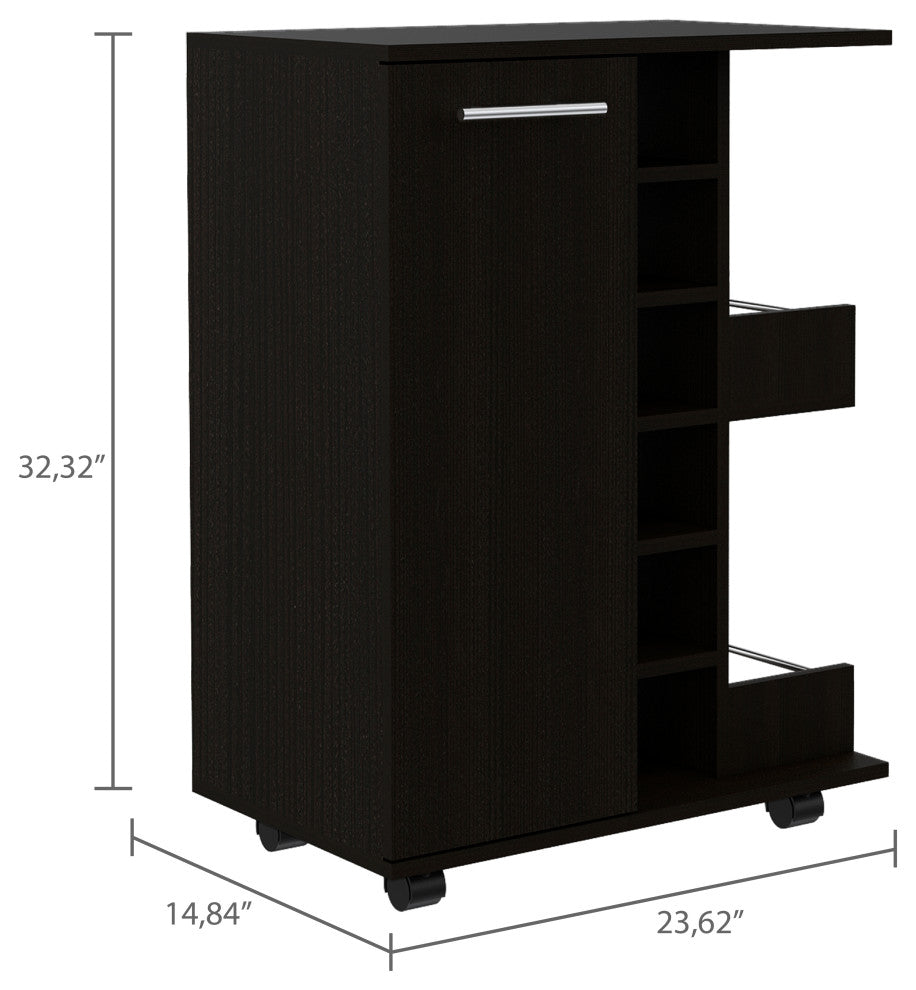 Magda Bar Cart, Black Wengue