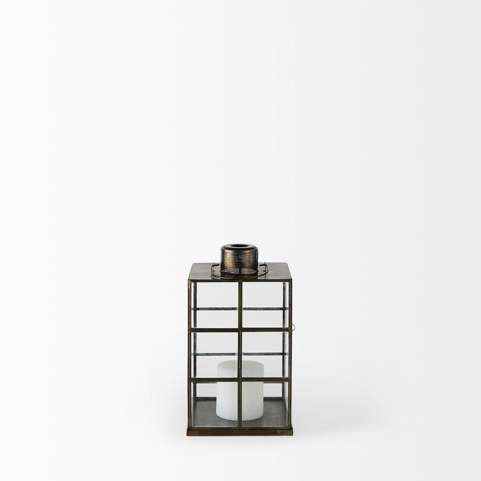 Grimwig, Small, 8Lx8Wx15H Gold Glass Lantern