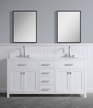 London 71-in White Bathroom Vanity Base Cabinet Without Top