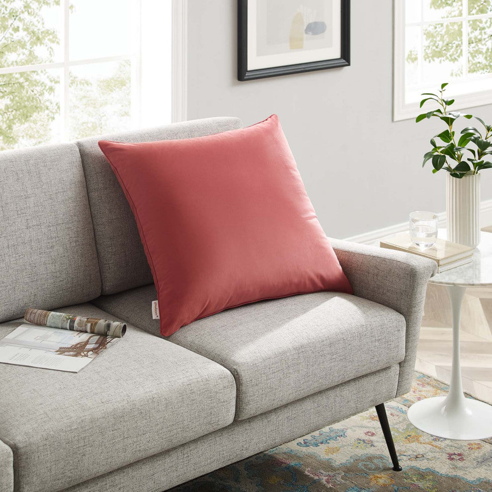 Accent Throw Pillow, Velvet, Pink, Modern, Living Lounge Hotel Lobby Hospitality