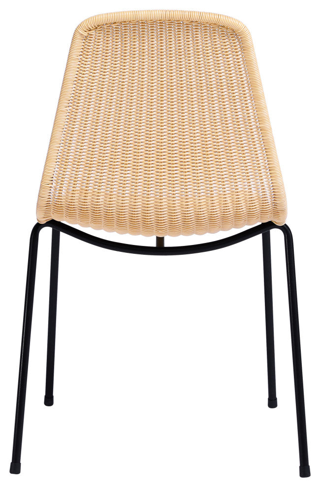 Basket Rattan Dining Chair - Natural Seat - Black Frame