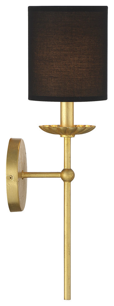 1-Light Wall Sconce, Matte Black, True Gold