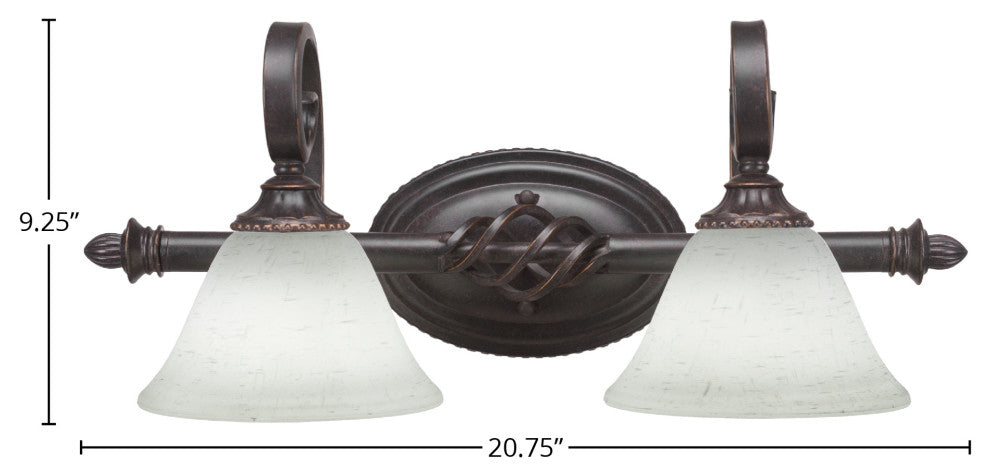 Elegante 2-Light Bath Bar, White Muslin